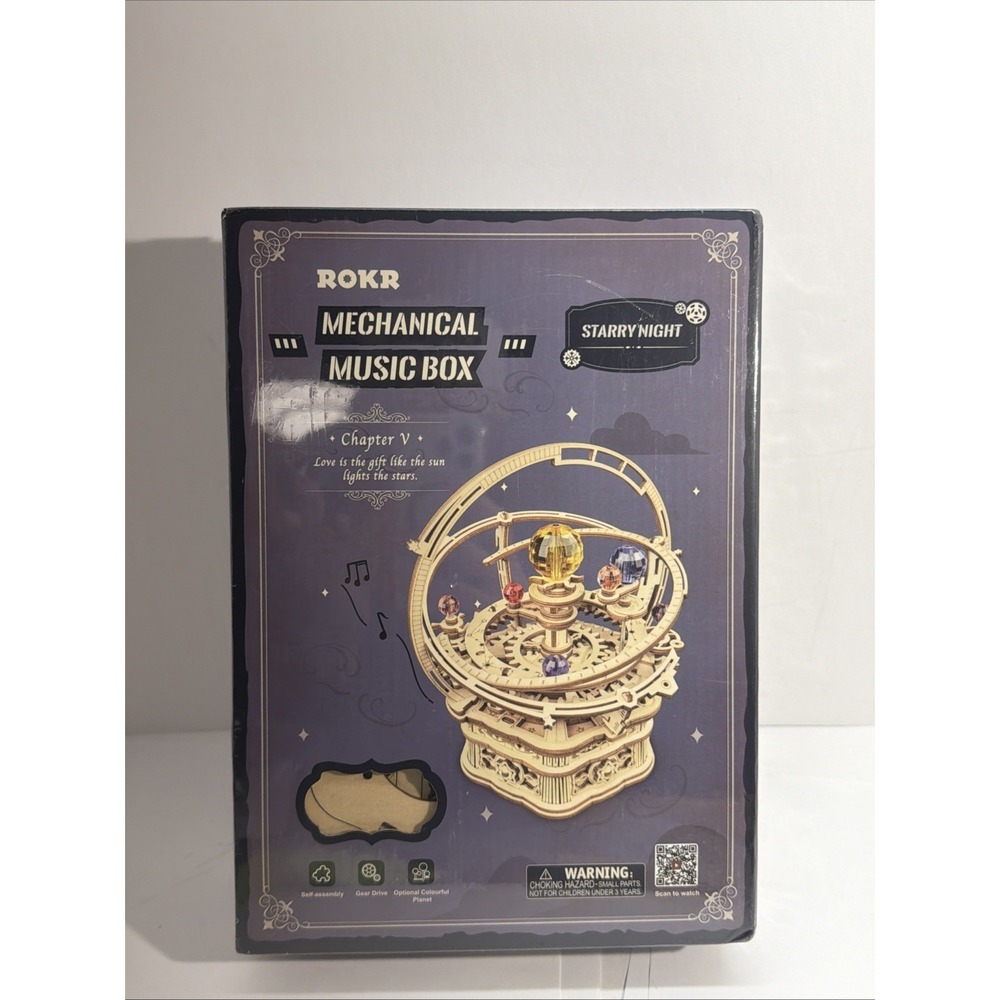 ROKR Starry Night Mechanical Music Box 3D Wooden Puzzle‎ 84 Piece DIY Kit AMK51
